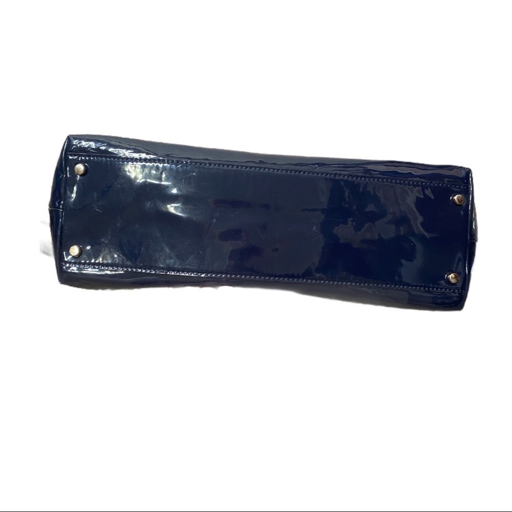 Kate Spade Montrose Elena White and Navy Stripe Patent Leather Chain Purse - Picture 10 of 13